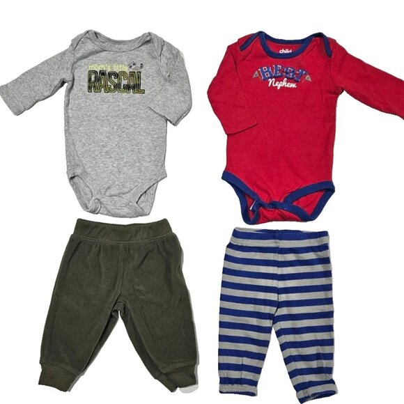 Baby 2 Outfit Lot 0–3M & 3M Tops + Pants Set – Lot of 4pc, Fleece Pants - Picture 1 of 7